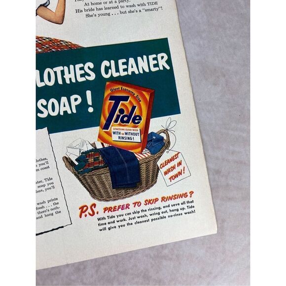 Vintage 1951 Tide Print Ad Mod MCM - Picture 3 of 5